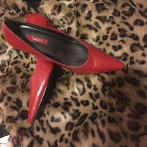Red kitten heels