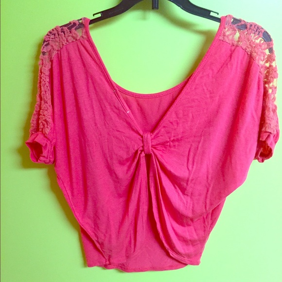 Coral bow crop top