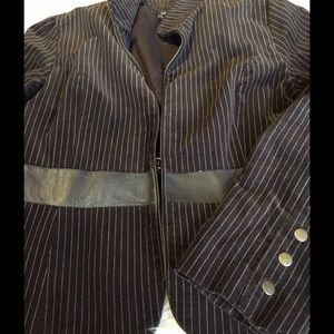 Brown velvet blazer with leather waist