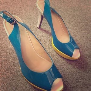 Strapped Tricolor Open Toe Heels