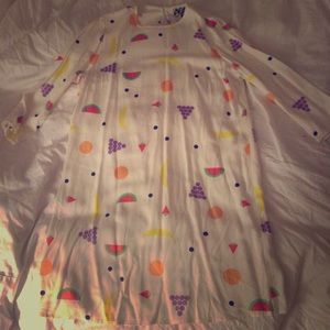 Anthropologie Geometric Fruit Print Shift Dress