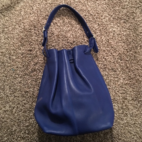 SOLD!! Sold!! Bucket leather bag blue handmade