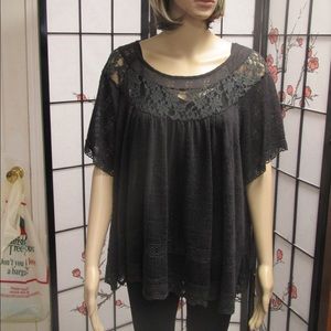 Black crochet & lace top