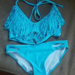 Fringe Blue/aqua bikini Size S New
