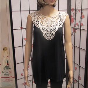 Black tunic top with crochet