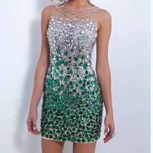 Designer emerald green homecoming dress