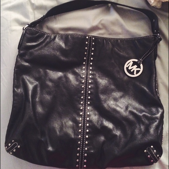 Michael Kors Silver studded black leather purse