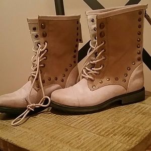 Tan combat boots