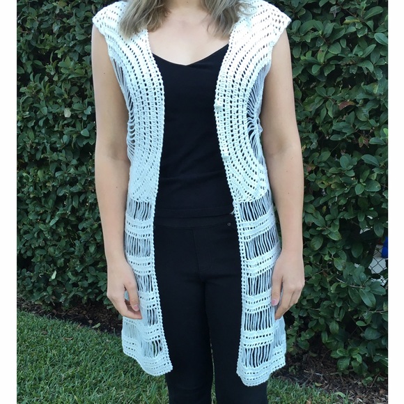 Jackets & Coats White Crochet Vest Ankle Length Poshmark