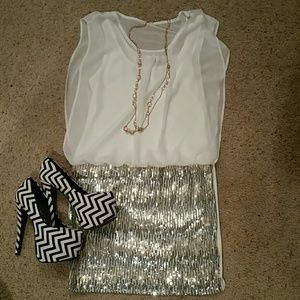 NWT White Dress sequins