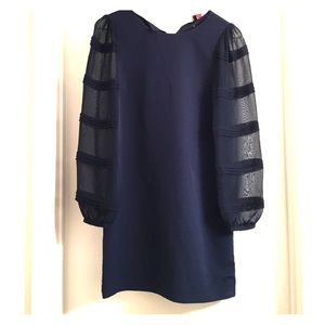 ASOS long sleeve shift dress navy blue