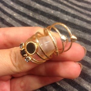 Set of seven gold dainty rings