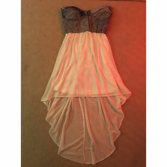White High to Low Denim Dress