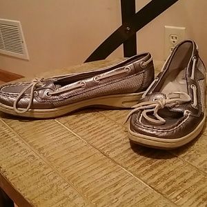 Sperry Leather Silver Metalic