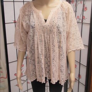 Pink sheer lace top