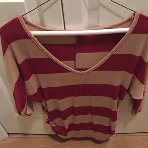 Brown and burgundy short sleeve shirt