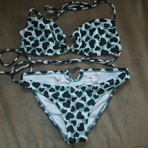 Vintage Victorias Secret heart pattern bikini set