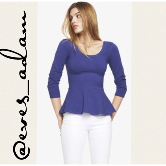 Express Navy Blue Peplum Zipper Back Top