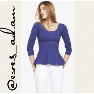 Express Navy Blue Peplum Zipper Back Top