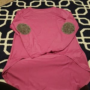 Fuschia boutique elbow patch tunic