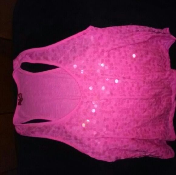Bongo sequined hot pnk loose tank