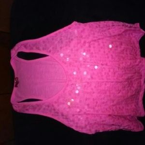 Bongo sequined hot pnk loose tank