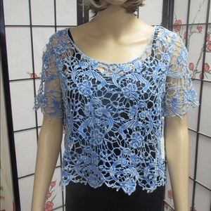 Blue sheer crochet top