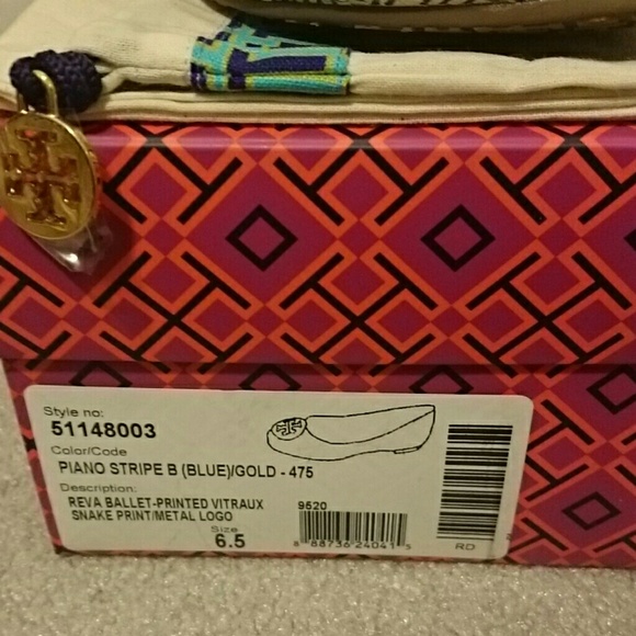 Tory Burch Reva blue stripe flat - Picture 4 of 4