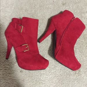 Red Suede Boot Heel by Ashley Stewart.