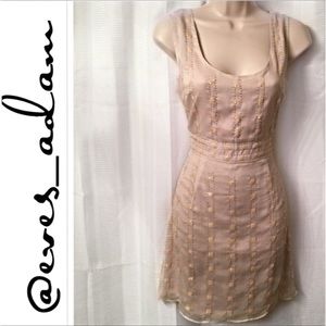 Light Gold Sequin Embellished Light Beige Dress