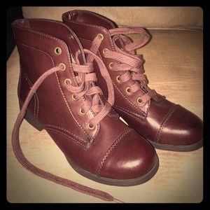Red brown ankle boots