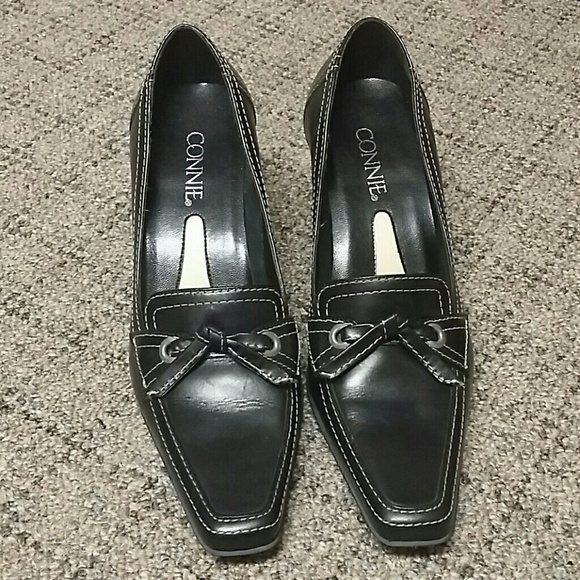 Connie "Cathage" black leather dress shoes