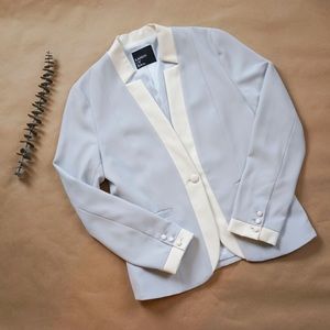 Leather trimmed silk blazer [bought in JP🇯🇵]