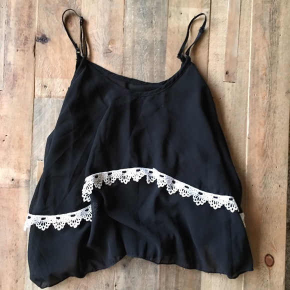 Tops - Crochet Trim Black Tank *NEW*