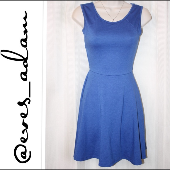 Royal Blue Open Cross Back Skater Dress