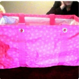 Bright pink polka-a-dot large utility bag