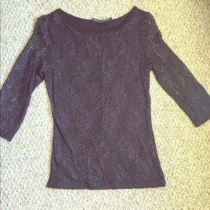 Black lace knit top