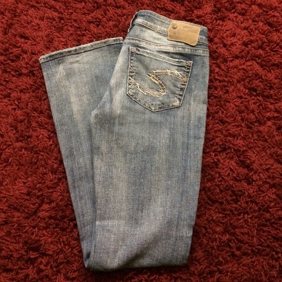 silver boot cut jeans