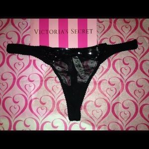 Victoria's Secret Sexy Black Sequin Lace Thong