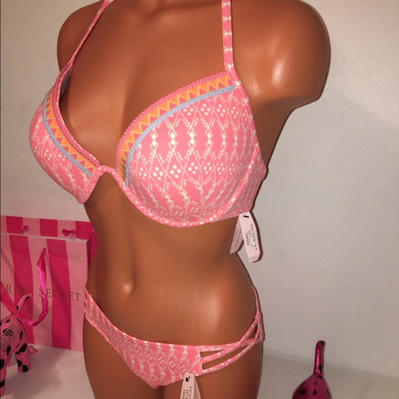 🚫SOLD🚫NEW VS  HALTER PUSH UP TOP/STRAPPY BOTTOM - Picture 2 of 4