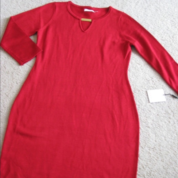 NWT Red Calvin Klein Sweater Dress Kim K