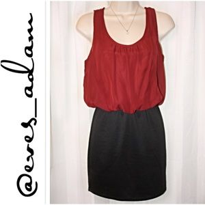 Burgundy Chiffon Top and Black Lower Dress