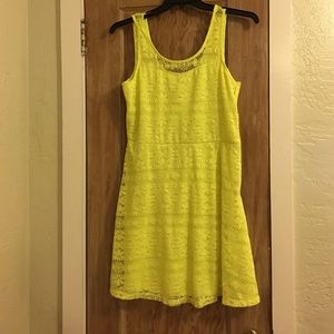 Yellow Lace Dress with Zipper on the side