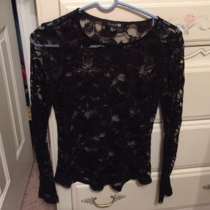 Forever 21 black lace see through  shirt