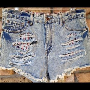 Forever 21 Acid Wash Ripped Cut Off Denim Shorts