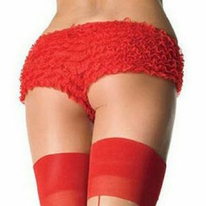 Red ruffle bootie shorts