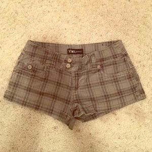 Gray and black plaid YMI Short shorts