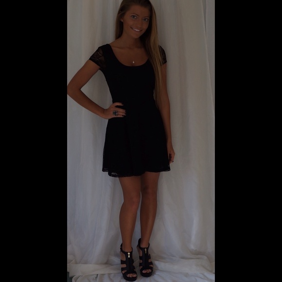 Black lace skater dress