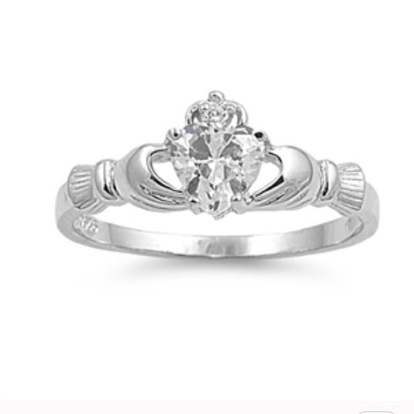 Sterling Silver Claddagh Ring with CZ