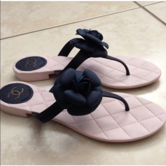 Authentic Chanel Camellia Flower Sandals